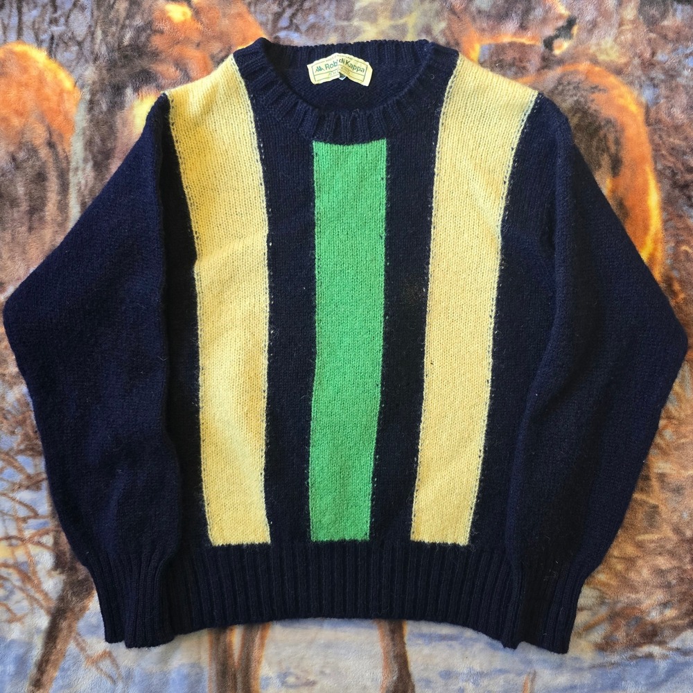 Vintage Kappa Shetland Scottish Robe di Kappa Striped Wool Sweater sz Small
